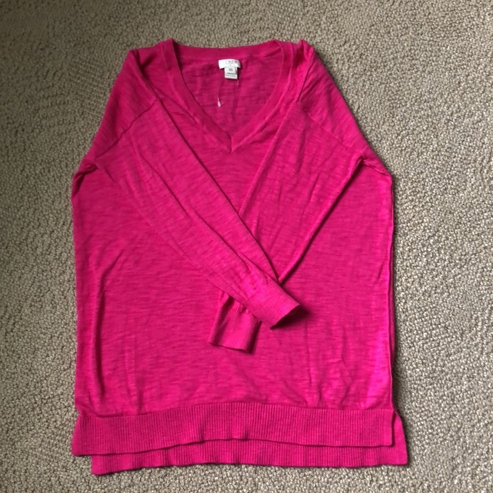 J Crew Hot Pink V-Neck Sweater XS - Picture 3 of 6